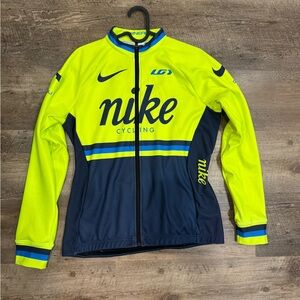 Nike Women's Cycling Jersey - Neon Yellow and Navy
